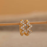 minimalist pave diamond wavy crystal huggie hoops earrings