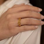 minimalist band gold link chain paperclip ring