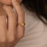 gold pearl vintage style ring 