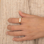 tarnish free gold mother of pearl shell signet ring