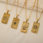 Custom Engraved Tarot Card Necklace. Strength, The Star, The empress and the Sun card tarot