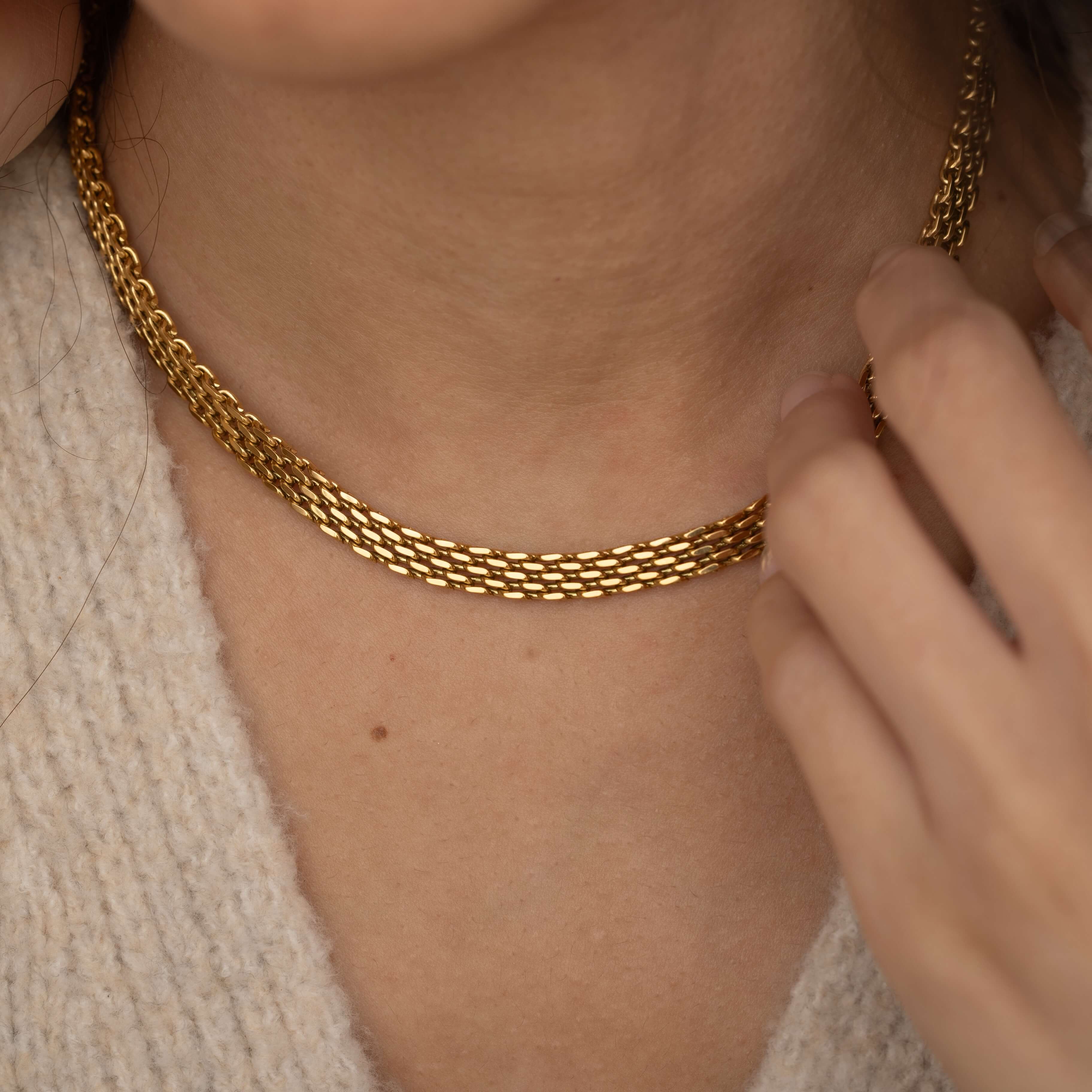 Mesh Choker Necklace For Women – Braided Chain Statement Collar In Silver Or Gold - View #11