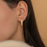 diamond pave dome hoop earrings