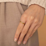 Minimalist GOld Double Band with Clear Diamond ring for women