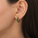 gold emerald baguette hoop earrings