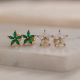 Blossom Emerald Flower Stud Earrings