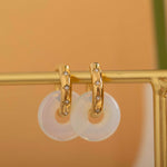 gold star double opal hoop earrings