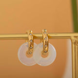 gold star double opal hoop earrings