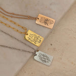 Rose, Silver, Gold zodiac pendant necklace with engraved zodiac symbol