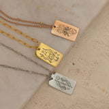 Rose, Silver, Gold zodiac pendant necklace with engraved zodiac symbol